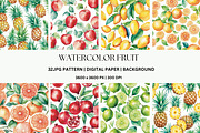 32JPG WATERCOLOR FRUIT PATTERNS, a Pattern Graphic by Vachira Digital Studio (Thumbnail 3 of 6)