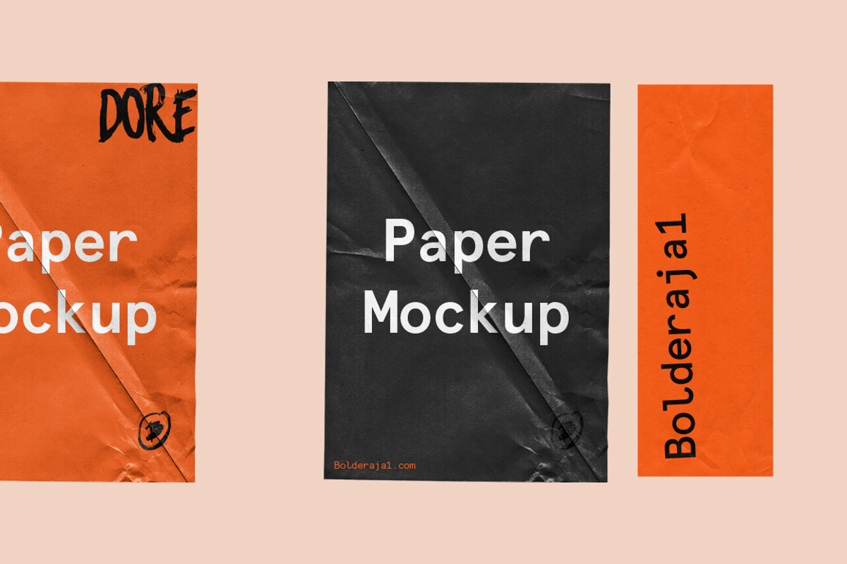 Dore - Wrinkle paper mockup, a Product Mockup by Bolderaja1 Studio (Photo 2 of 8)