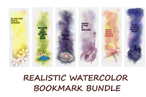 REALISTIC WATERCOLOR BOOKMARK BUNDLE