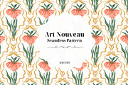 Elegant Art Nouveau Floral Pattern, a Pattern Graphic by PaperJamLab (Thumbnail 1 of 7)