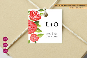Rose Floral Wedding Tags & Labels