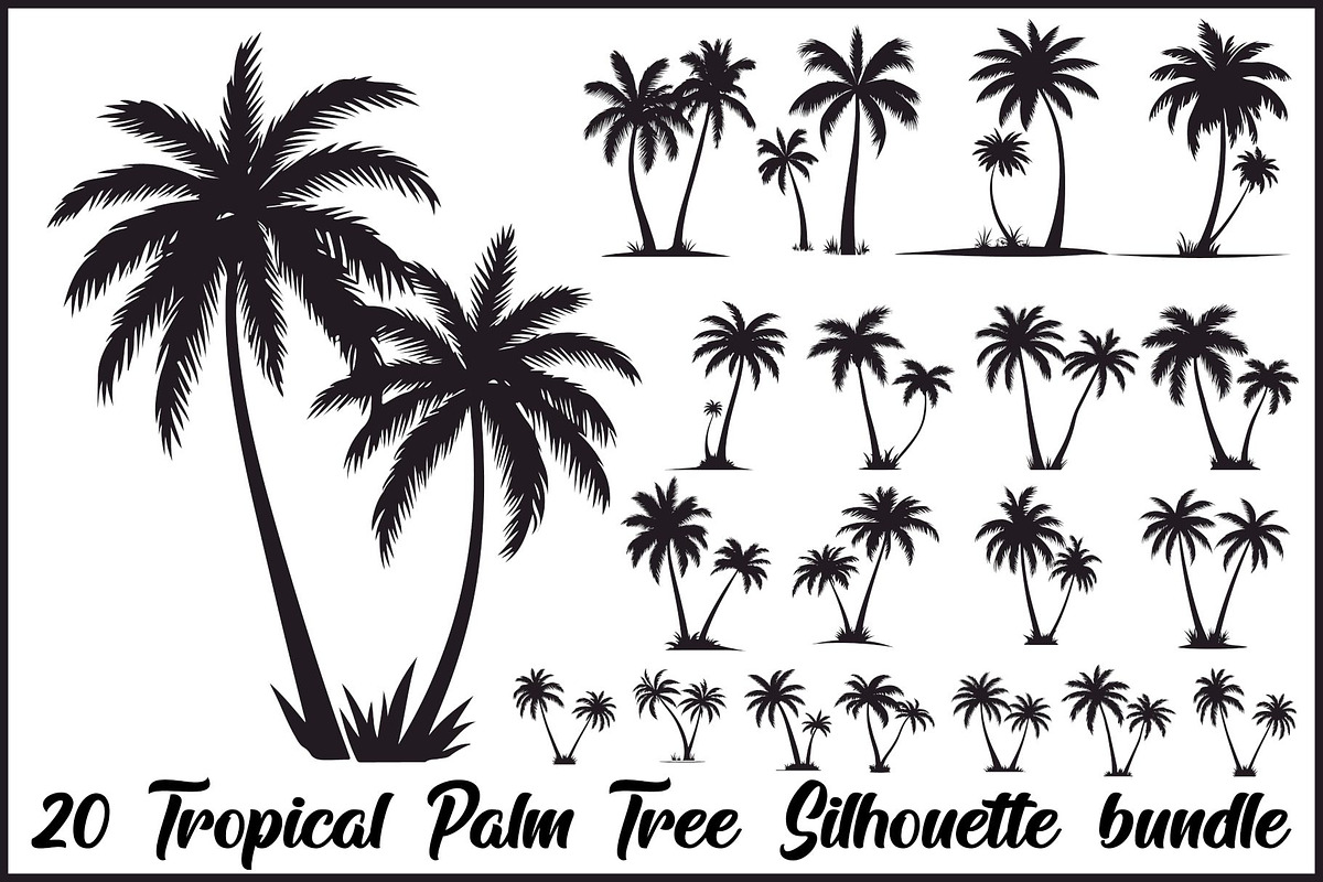 Tropical Palm Tree Silhouette Bundle, an Illustration by Amazin_art (Photo 1 of 21)