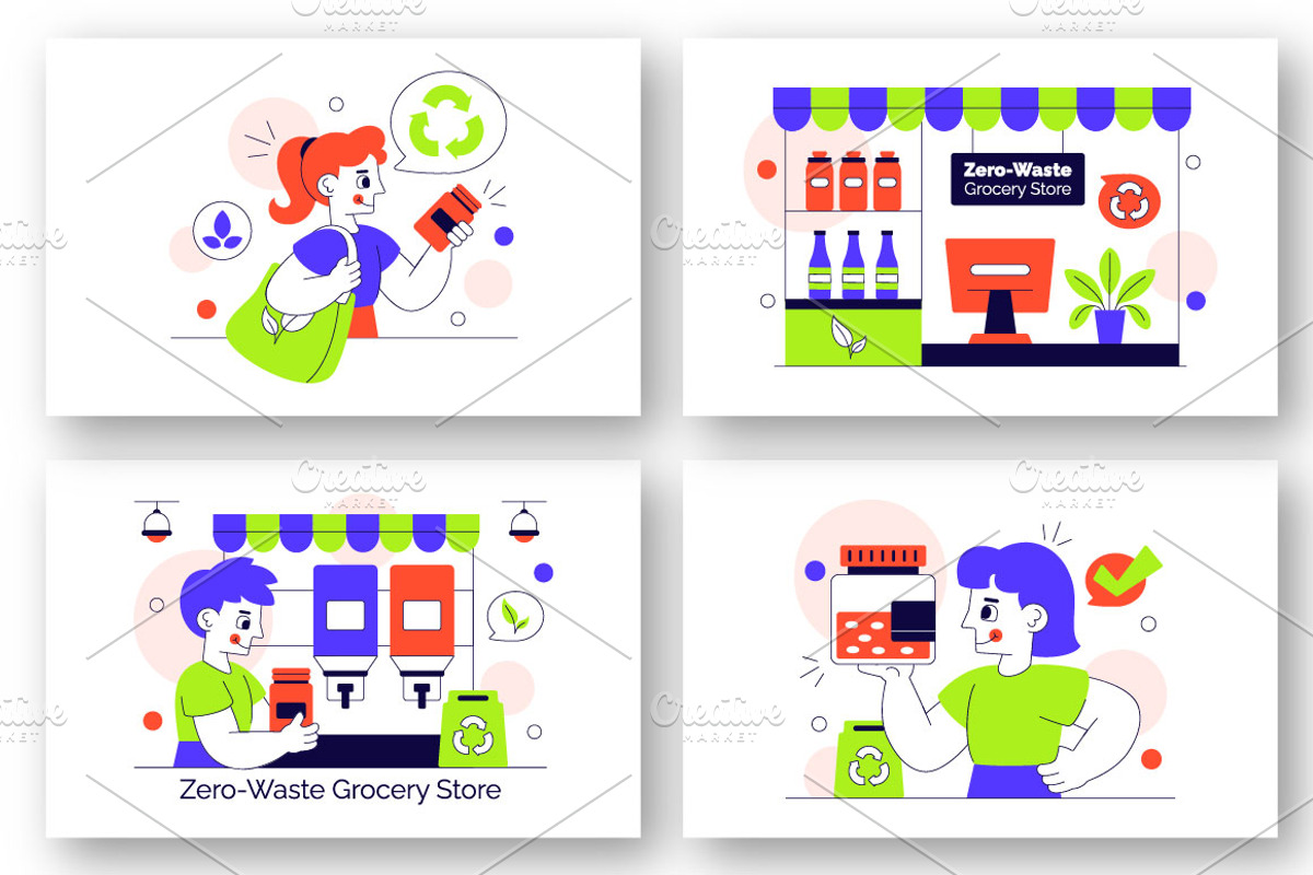10 Zero Waste Grocery Store, a Person Illustration by denayunebgt (Photo 2 of 4)