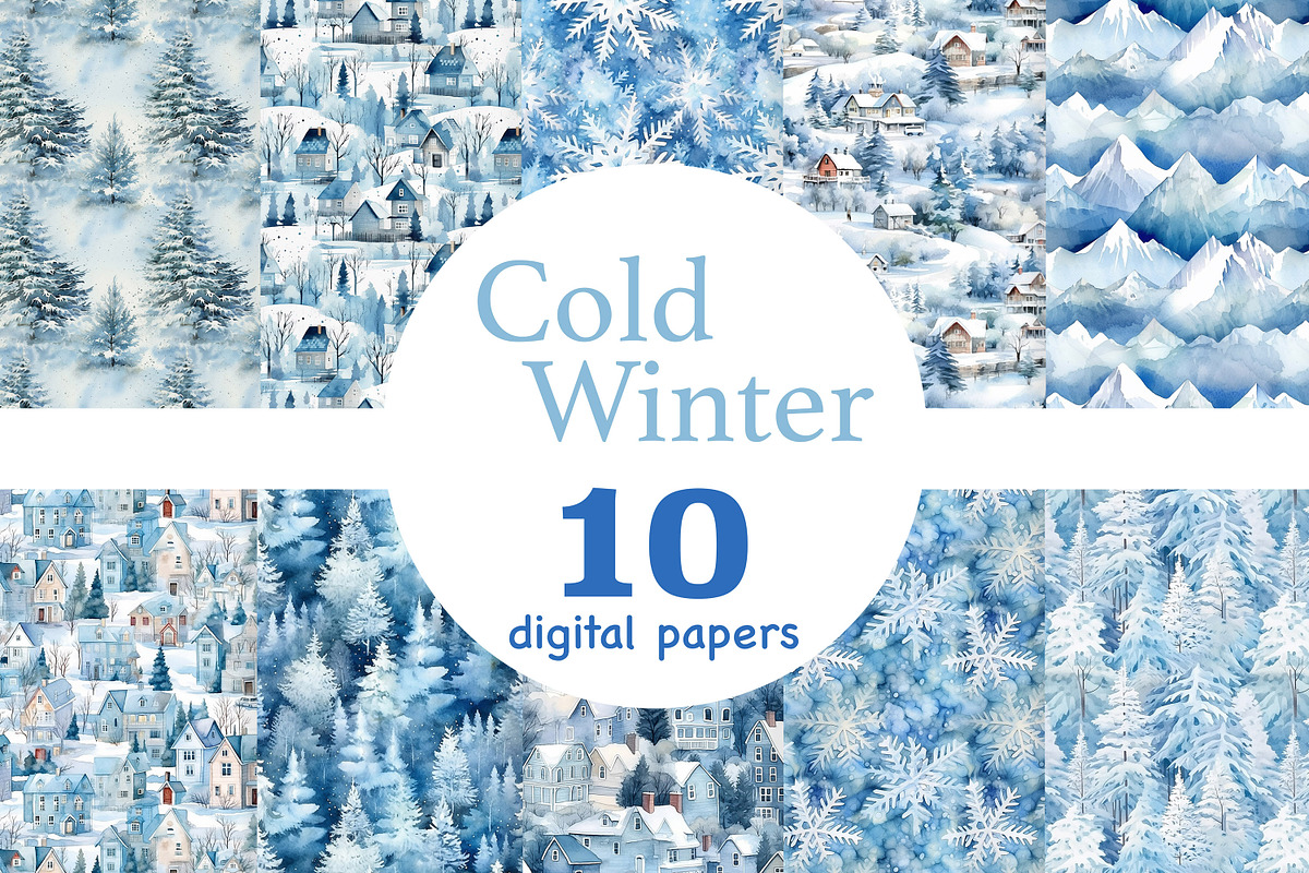 Cold Winter Digital Papers, a Pattern Graphic by GlamArtZhanna (Photo 1 of 3)