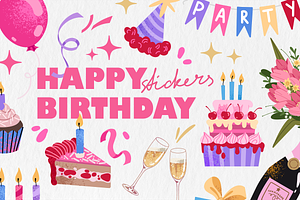 HAPPY BIRTHDAY clipart collection, a Decorative Illustration by UnaAnya