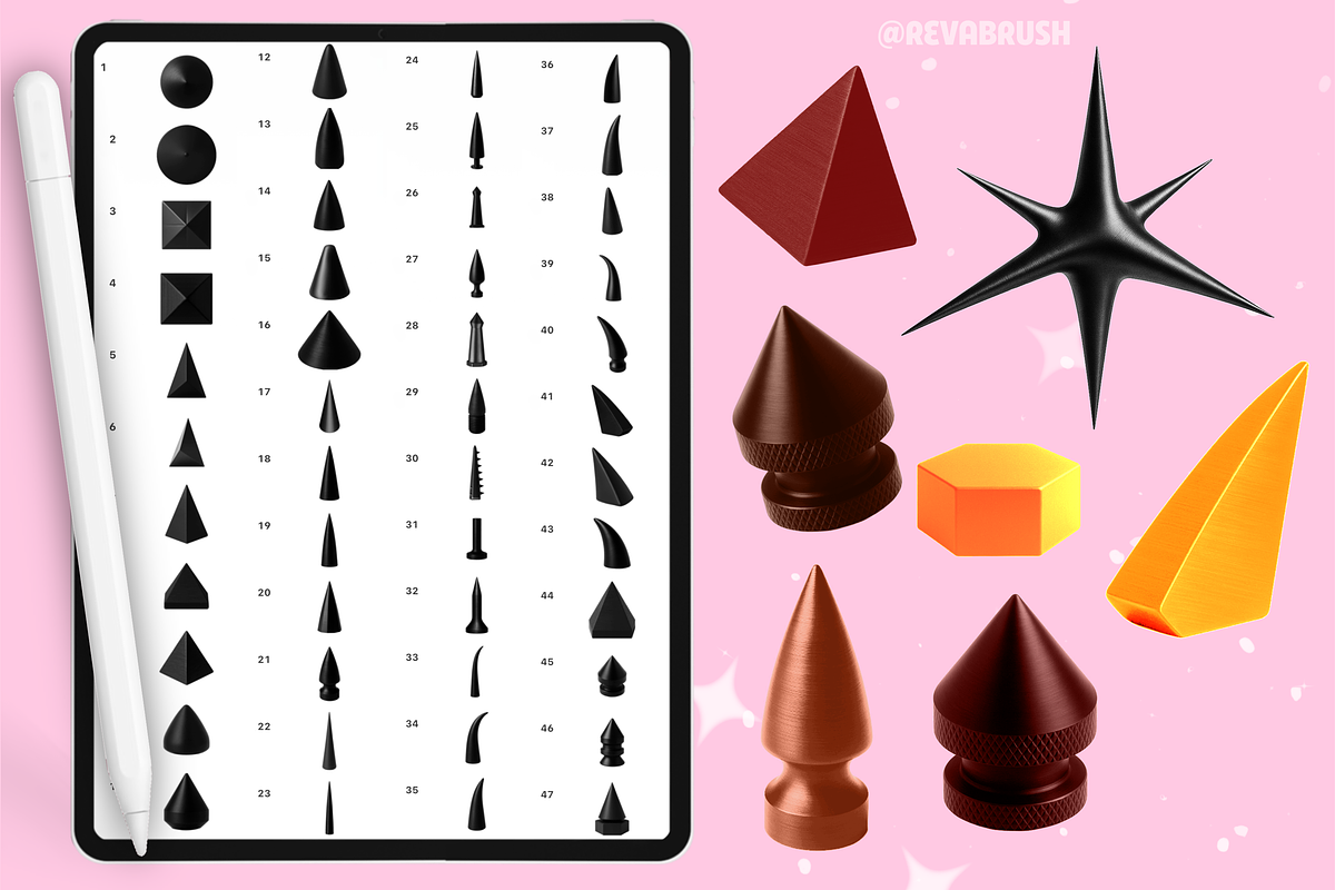 Procreate Spike Metal Stamp Brushes, a Brush Add-On by Revabrush (Photo 4 of 7)
