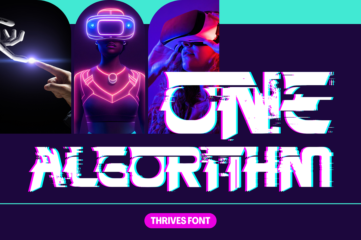 Thrives Glitch - Futuristic Font, a Serif Font by 177Studio (Photo 3 of 8)