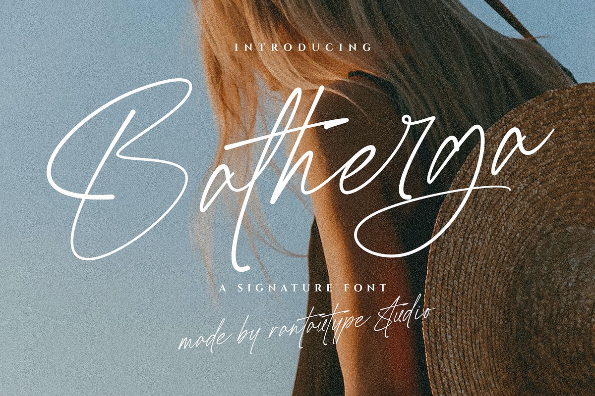 Batherga Signature Font, a Script Font by RantautypeStudio (Photo 1 of 17)