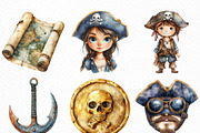 Watercolor Piratecore Clipart Bundle, an Illustration by Craft Nest (Thumbnail 2 of 6)