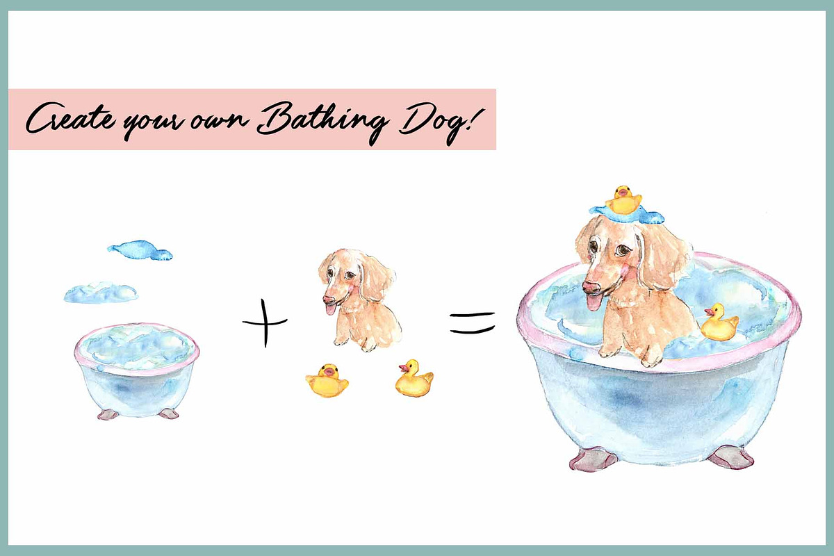 Bath Time Dog Clipart With Paper, an Illustration by VianneArt (Photo 6 of 8)