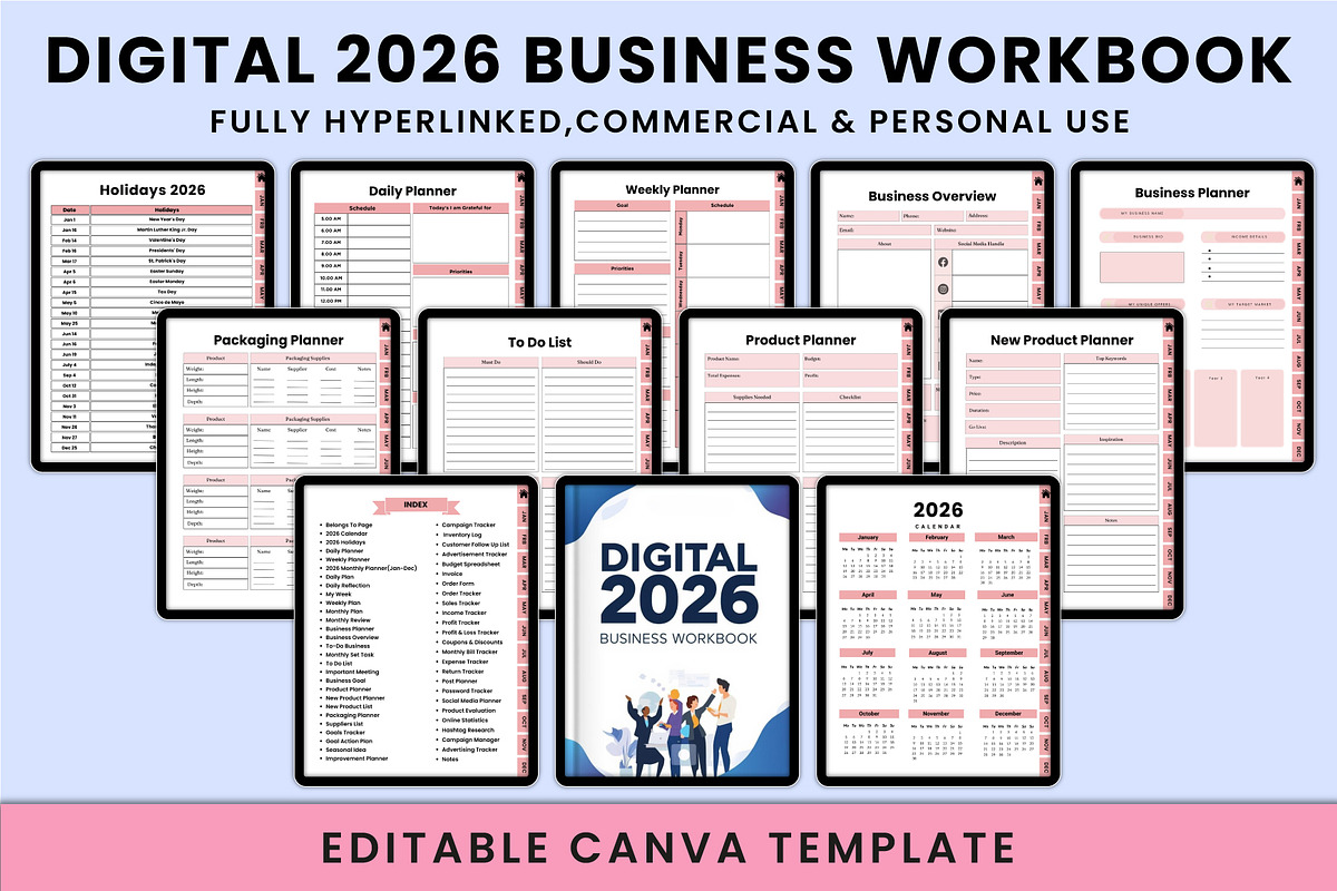 Digital 2026 Business Workbook, a Stationery Template by Shumaya (Photo 1 of 6)