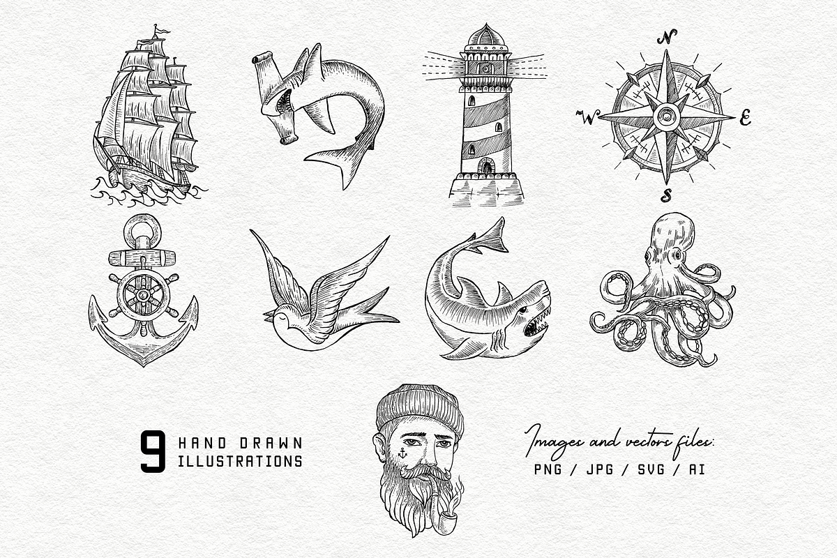 Sailor and Nautical Bundle, an Illustration by Goularte Design (Photo 2 of 9)