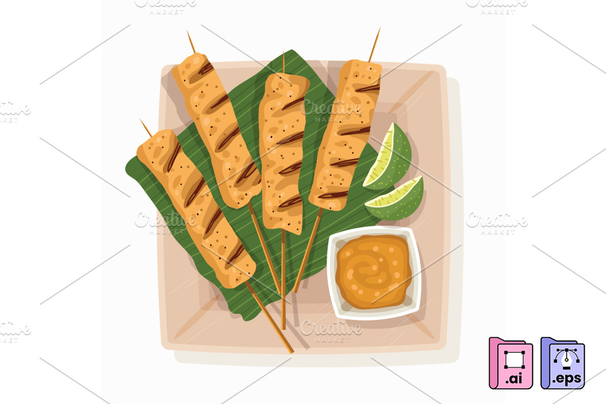 Delicious Asian Chicken Satay, a Food Illustration by MISS CHATZ (Photo 2 of 3)