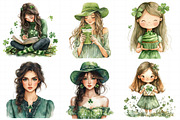Watercolor Girl St. Patrick's Clipar, an Illustration by Daily.Designs (Thumbnail 3 of 8)