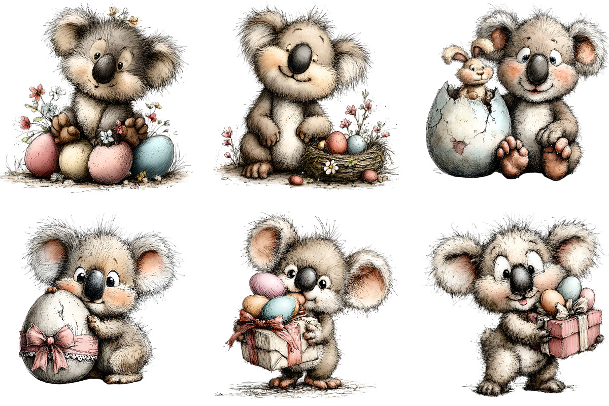 Whimsical Easter Koala Clipart, an Illustration by Sublimation Artist (Photo 3 of 7)