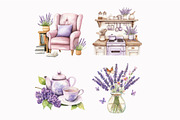 Watercolor Lilac Cottage Life Items, an Illustration by Design Market (Thumbnail 4 of 4)