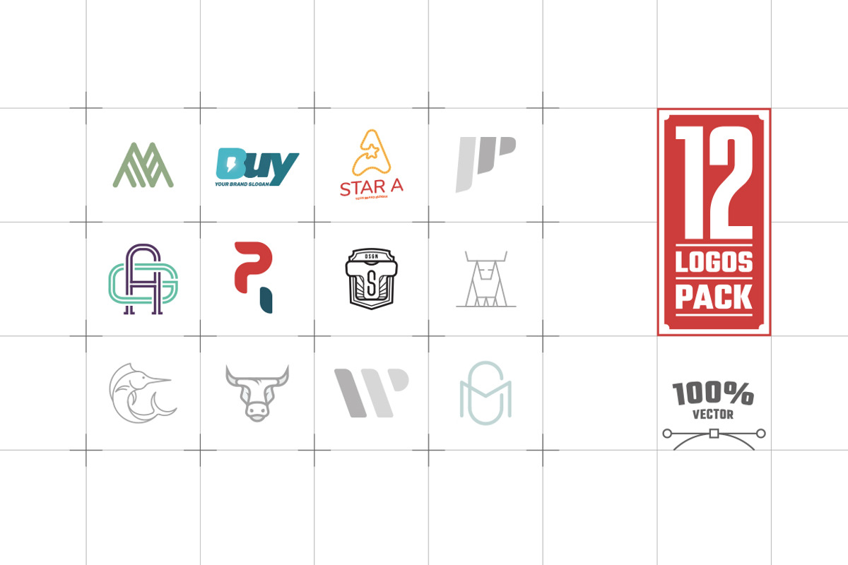 12 Logos Pack Vector, a Work Illustration by rtyc (Photo 1 of 3)