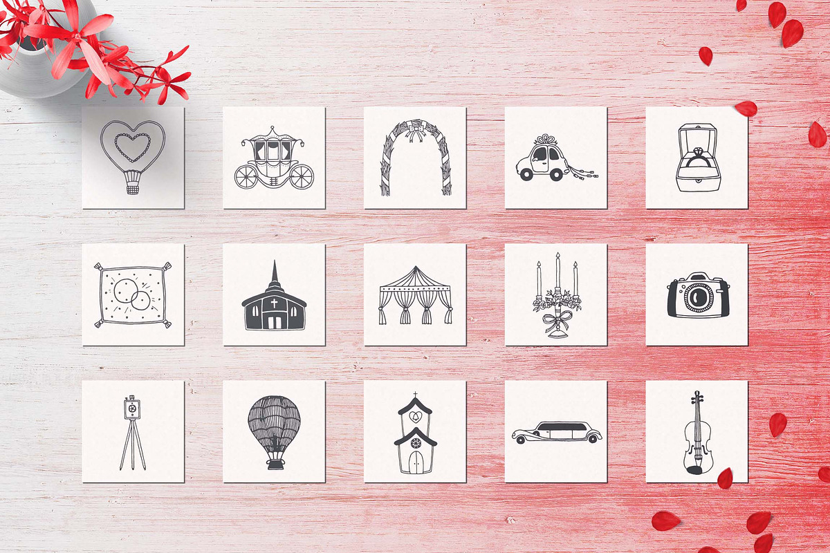 150 Hand Drawn Elements -Wedding-, a Decorative Illustration by Michael Rayback Design (Photo 4 of 11)