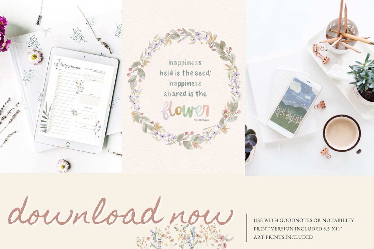 Digital Planner - Undated Planner, an Illustration by Sweet As April (Photo 2 of 10)