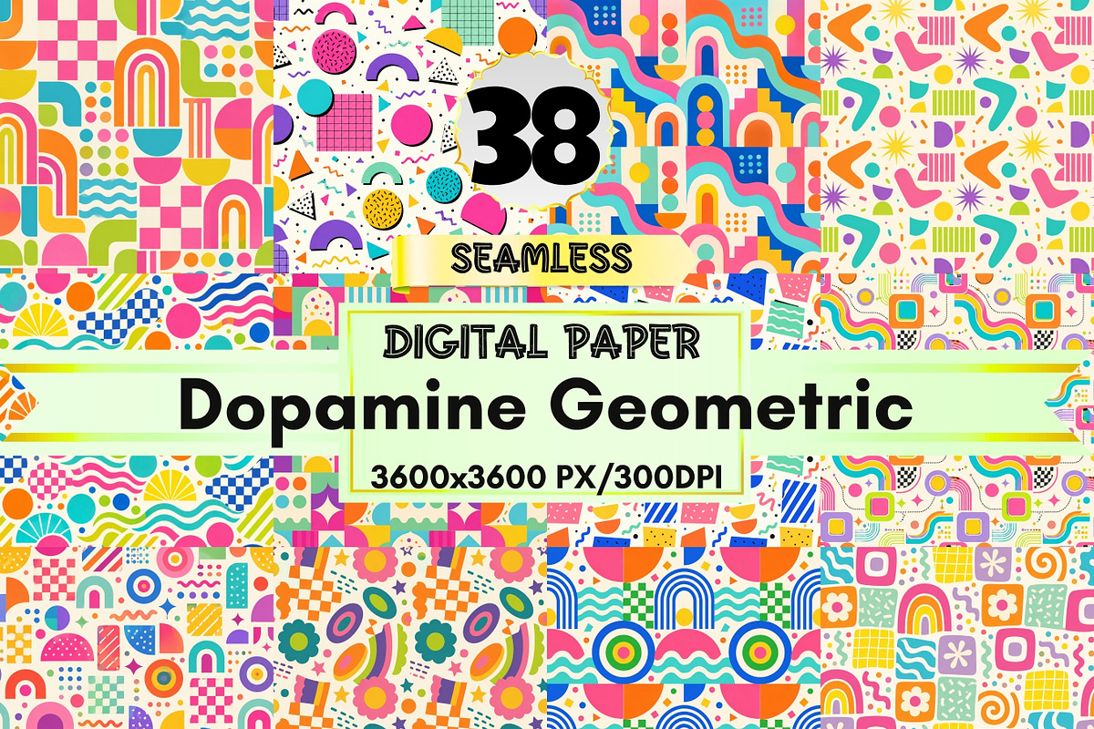 Dopamine Geometric Digital Paper, a Background Graphic by LA Design (Photo 1 of 10)