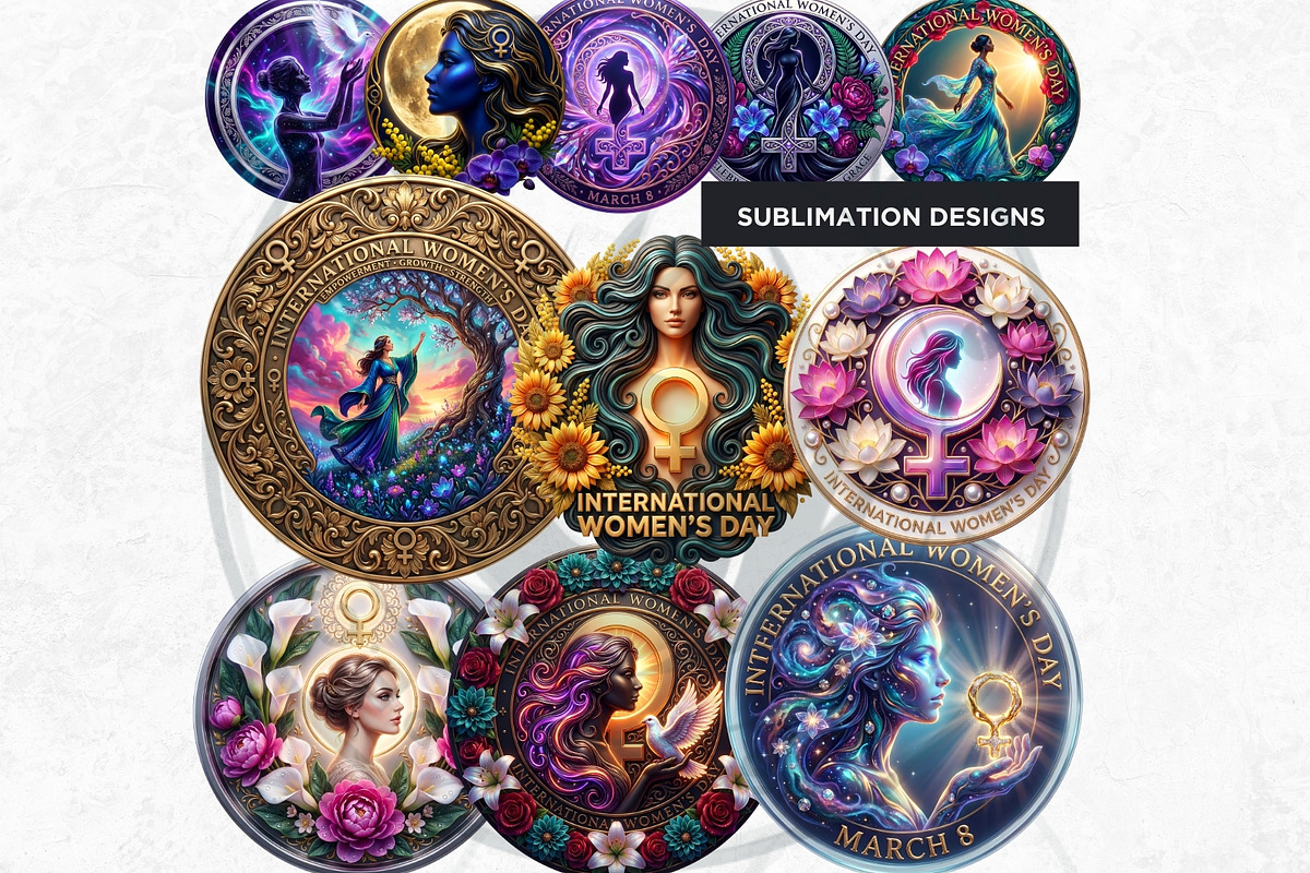Women's Day Round Cliparts V3, a Seasonal Illustration by ThatsDesignArt (Photo 6 of 11)