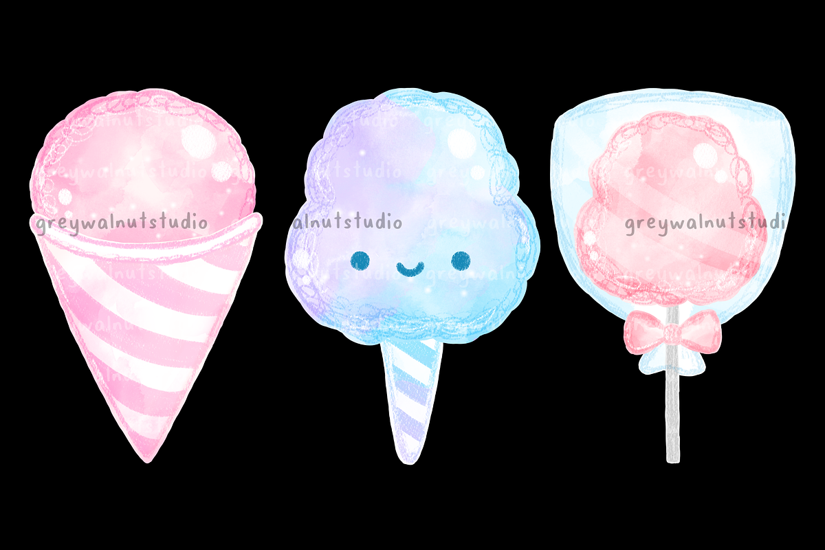 Cotton Candy Clipart, an Illustration by greywalnutstudio (Photo 4 of 4)
