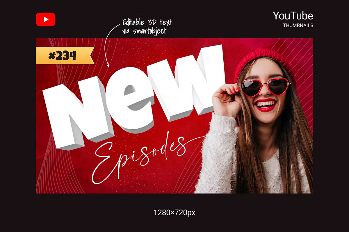 YouTube Thumbnails with 3D Text, a Social Media Template by Andrew Skoch Design (Photo 3 of 7)