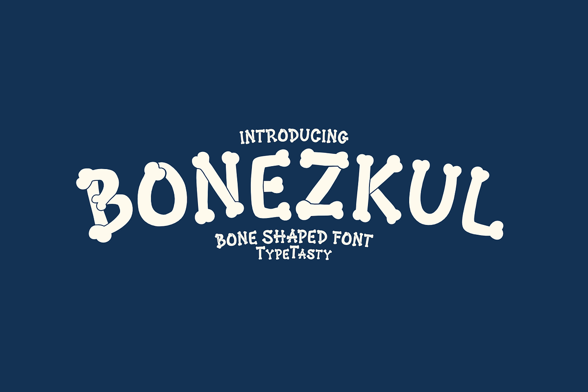 BONEZKUL – Bone Shaped Font, a Font by TypeTasty Font (Photo 1 of 11)