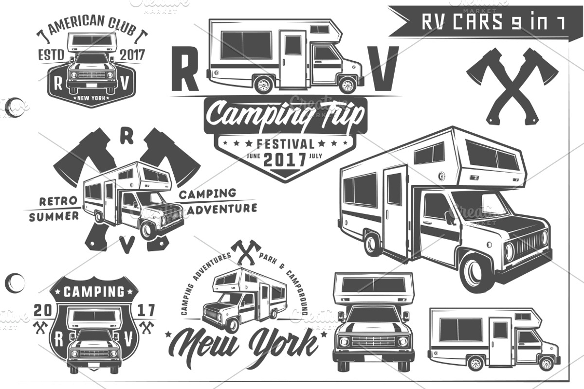 9 in 1 Set of RV car and Home Truck, an Illustration by Hadanello88 (Photo 4 of 4)