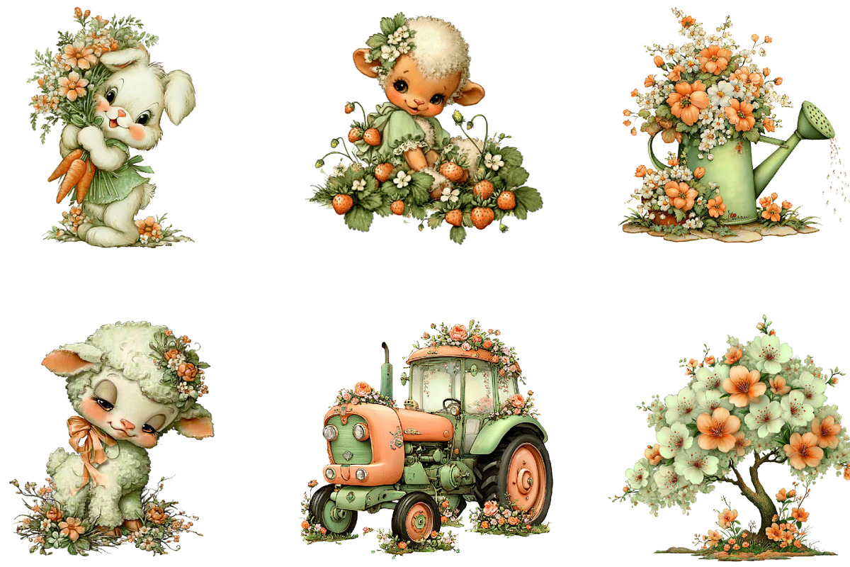 Spring Farm Animals Clipart Bundle, a Seasonal Illustration by CreationArt (Photo 5 of 5)