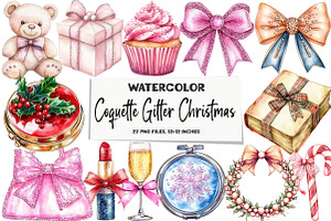 Coquette Gilter Christmas Clipart, an Illustration by DreamArtGraphic