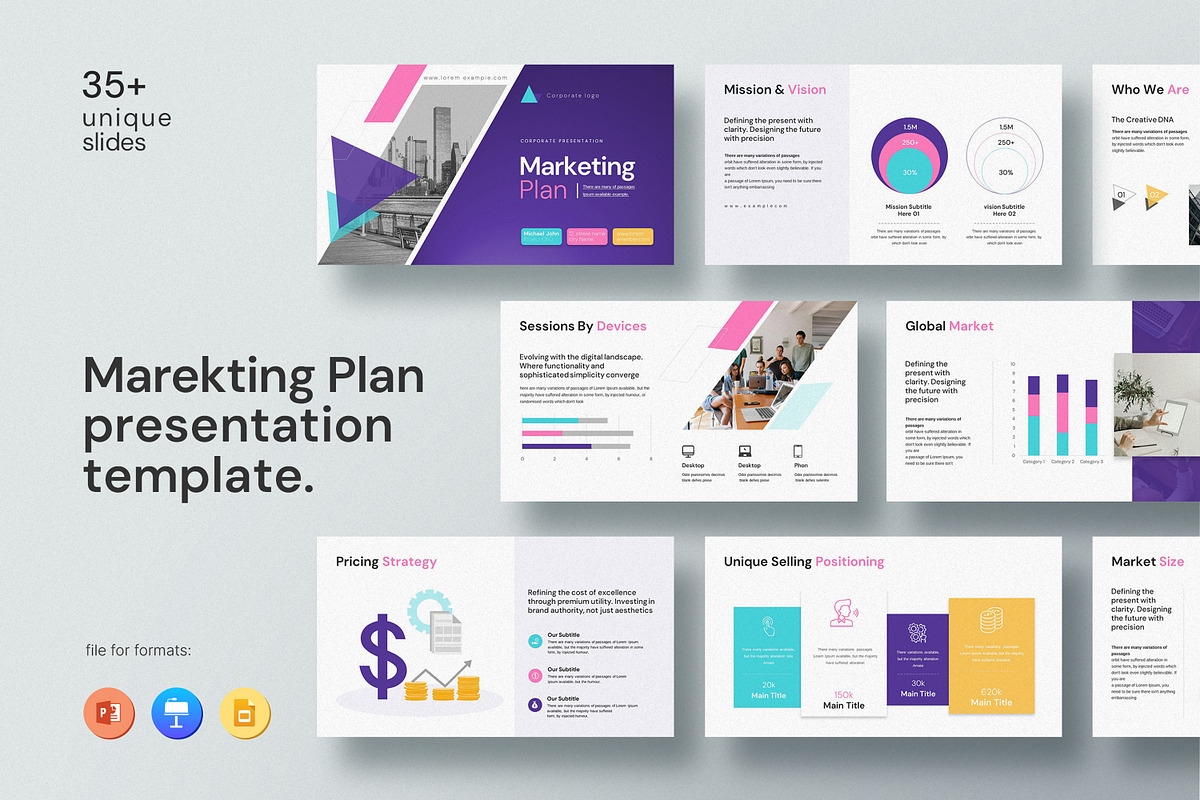 Marketing Plan Presentation Template, a Presentation Template by Slide_Genius1 (Photo 1 of 9)
