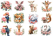 Summer Peony Flower Animals Clipart, an Illustration by Designworld (Thumbnail 2 of 8)