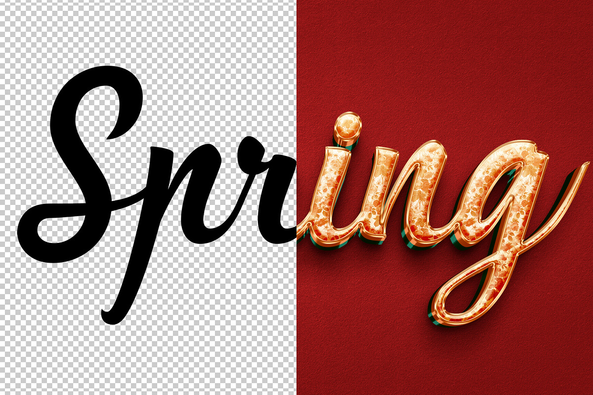 Spring 3D editable text effect, a Layer Style Add-On by Hello Muh (Photo 2 of 2)