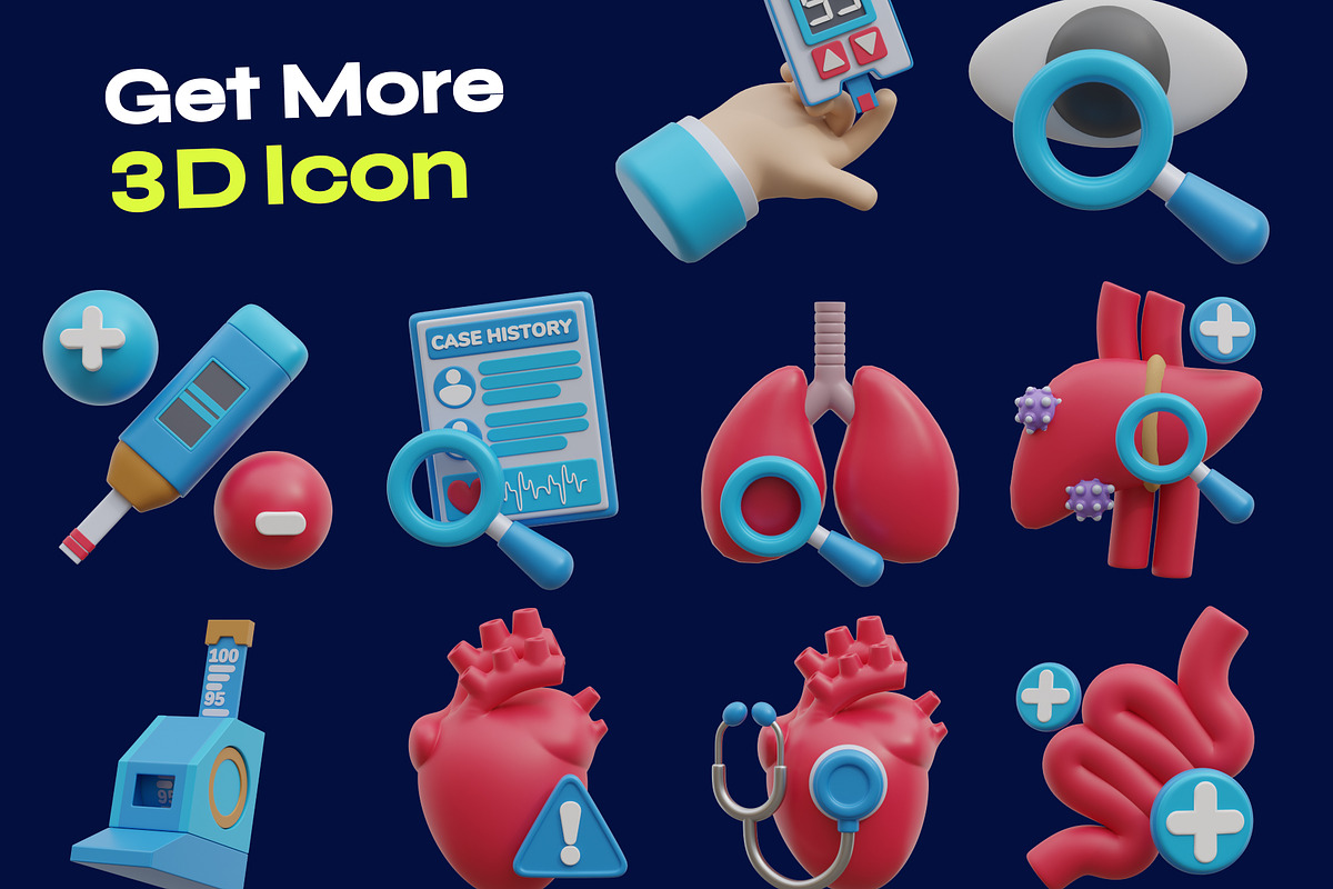 Medical Checkup 3D Icon Pack, an Environmental 3D Model by orenjidesign (Photo 7 of 8)