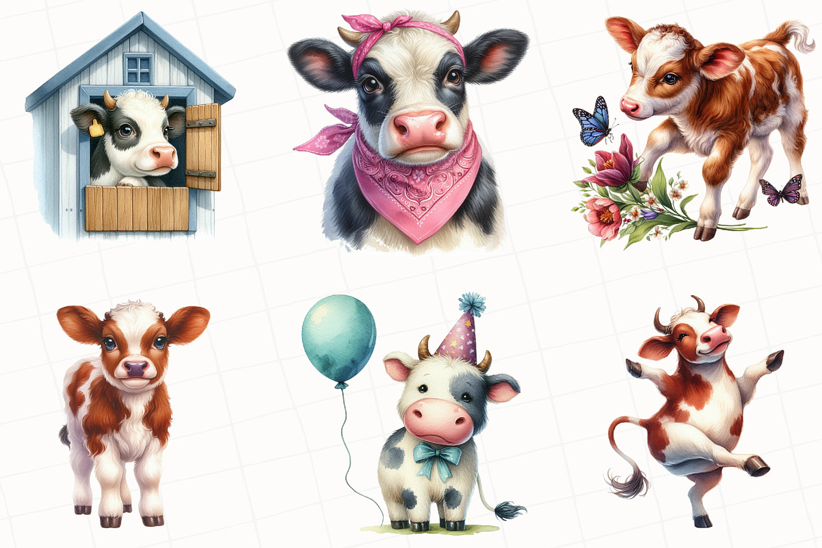 Cute Cow Sublimation Clipart, an Illustration by OK Design (Photo 5 of 5)