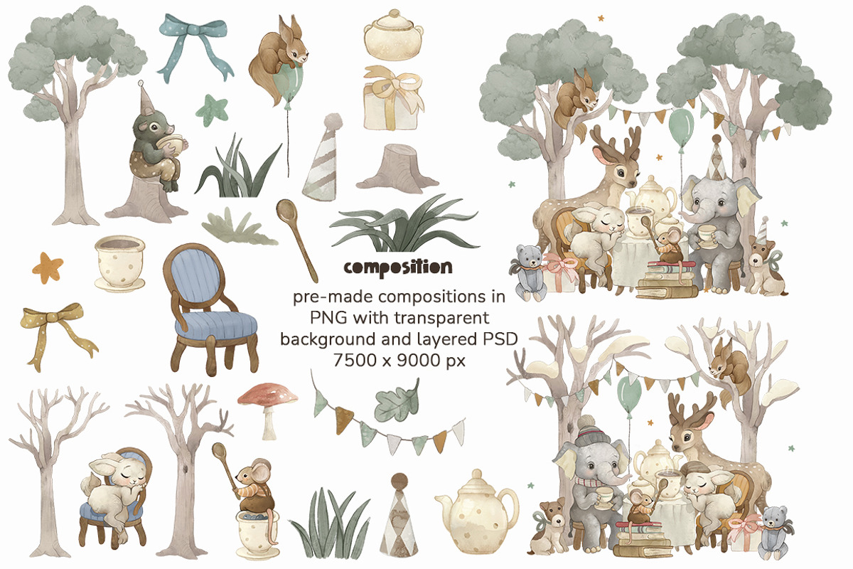 Watercolor forest Boho animal set, an Animal Illustration by TanyaSchuka (Photo 4 of 10)