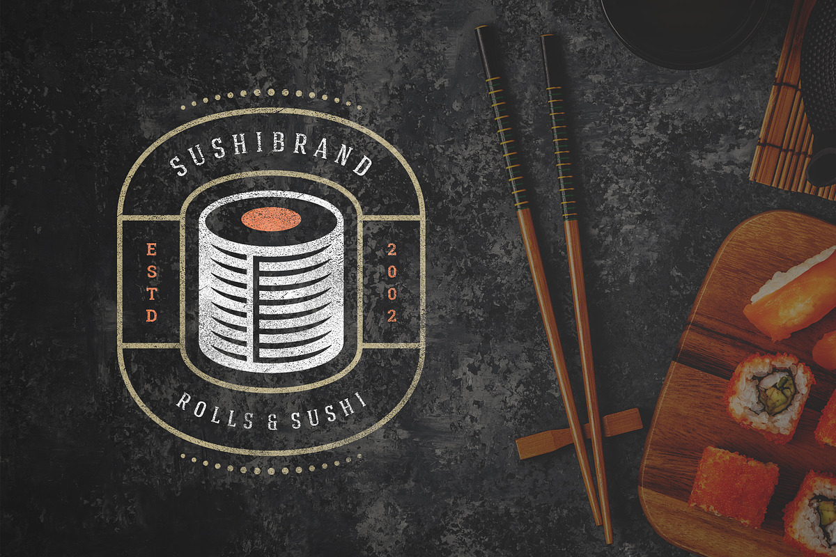 18 Sushi Bar Logos and Badges, a Branding & Logo Template by Vasya Kobelev (Photo 3 of 13)