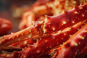 Fresh red crab legs on display, a Photo by Beautiful things