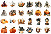 Watercolor Cozy Halloween Clipart, an Illustration by DreamPrint404 (Thumbnail 4 of 5)