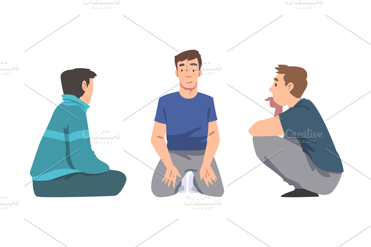 Man with Bended Knees Sitting on, a Person Illustration by TopVectors