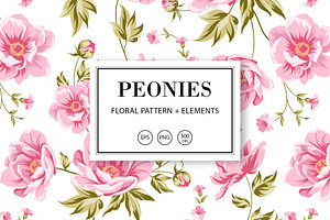 50% OFF! Seamless peony pattern.