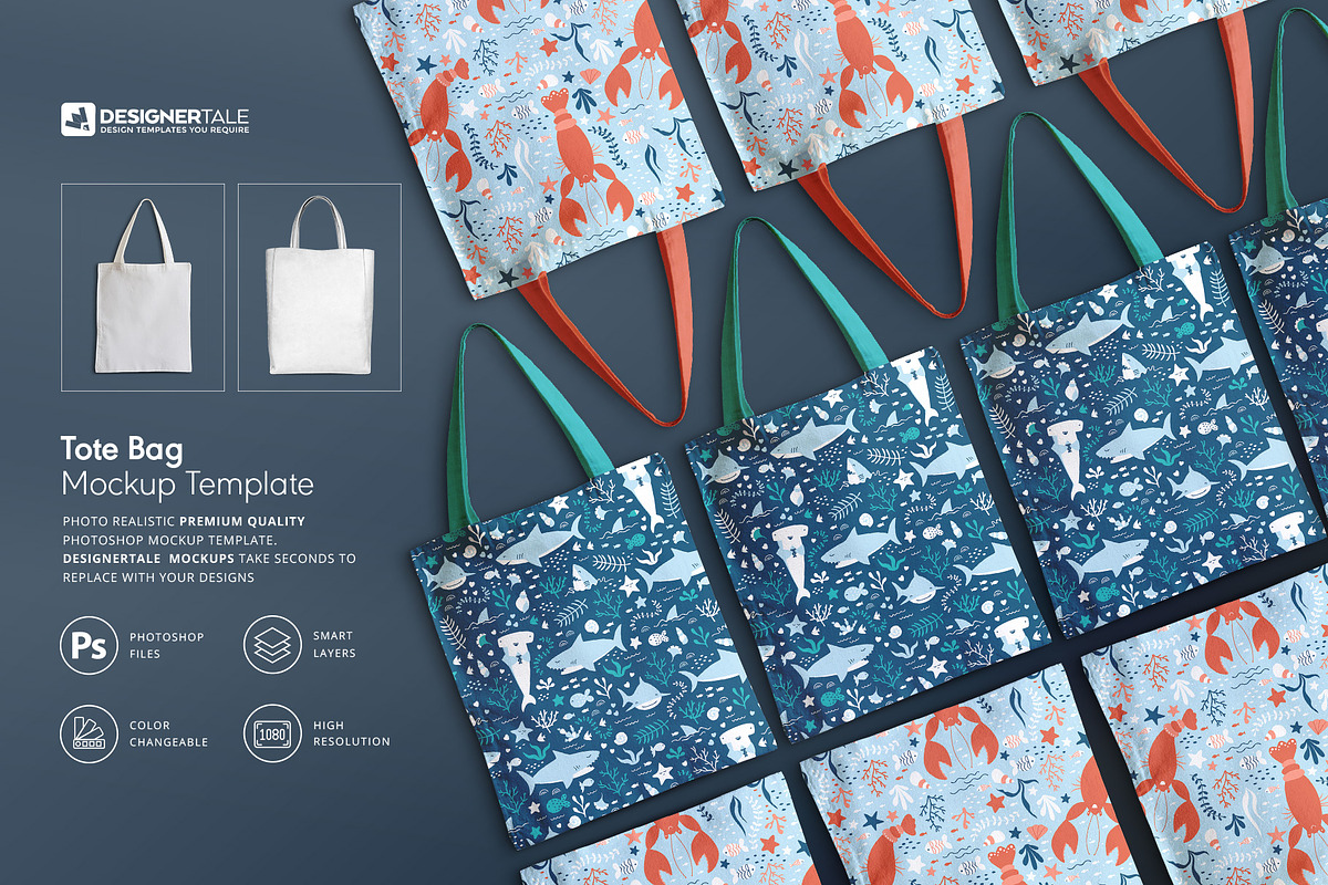 Tote Bag Mockup, a Product Mockup by Designertale (Photo 1 of 9)