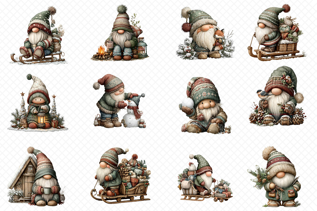 Winter Gnome Clipart, an Illustration by cherrydesign (Photo 2 of 3)