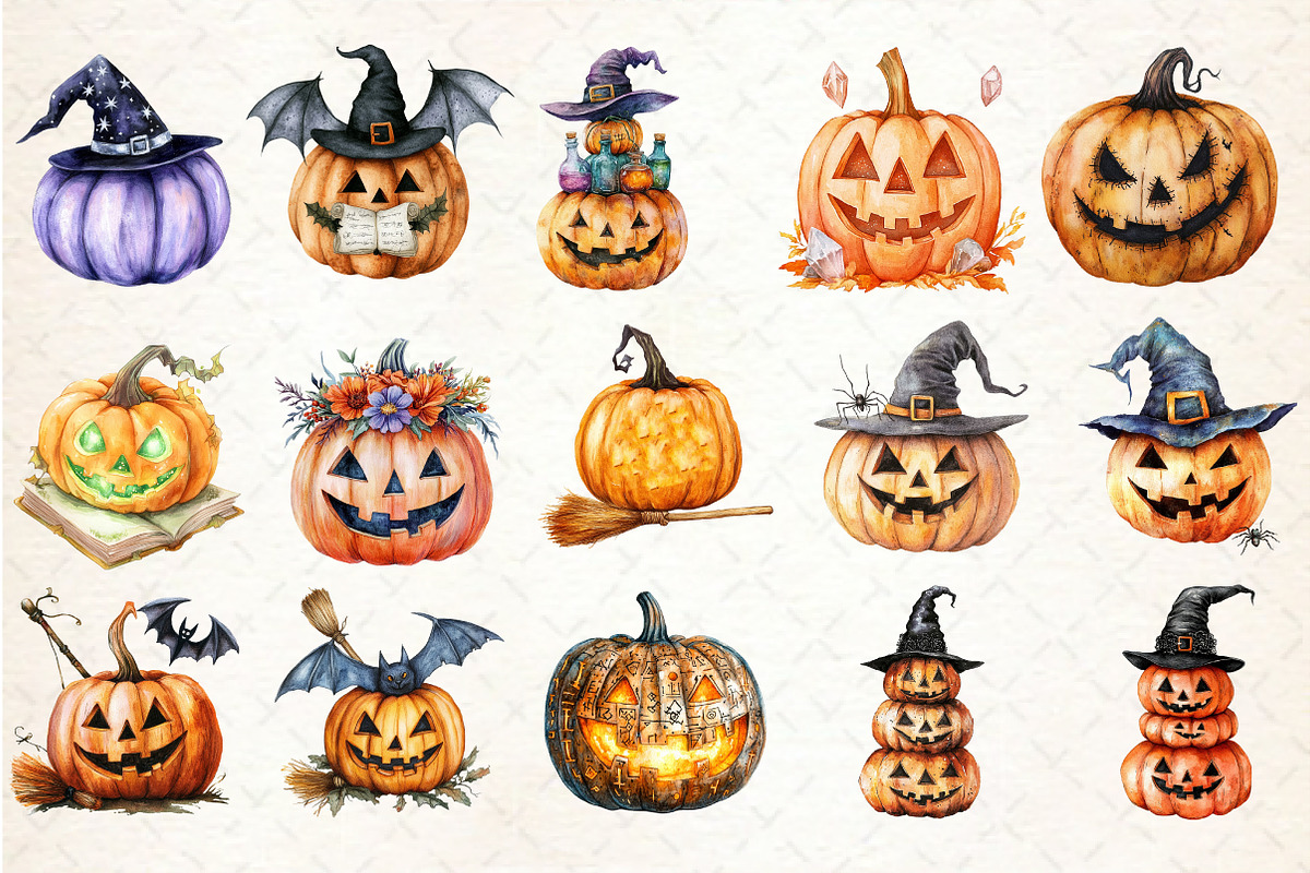 Spooky Witch Pumpkin Clipart, an Illustration by Rose Art (Photo 2 of 4)