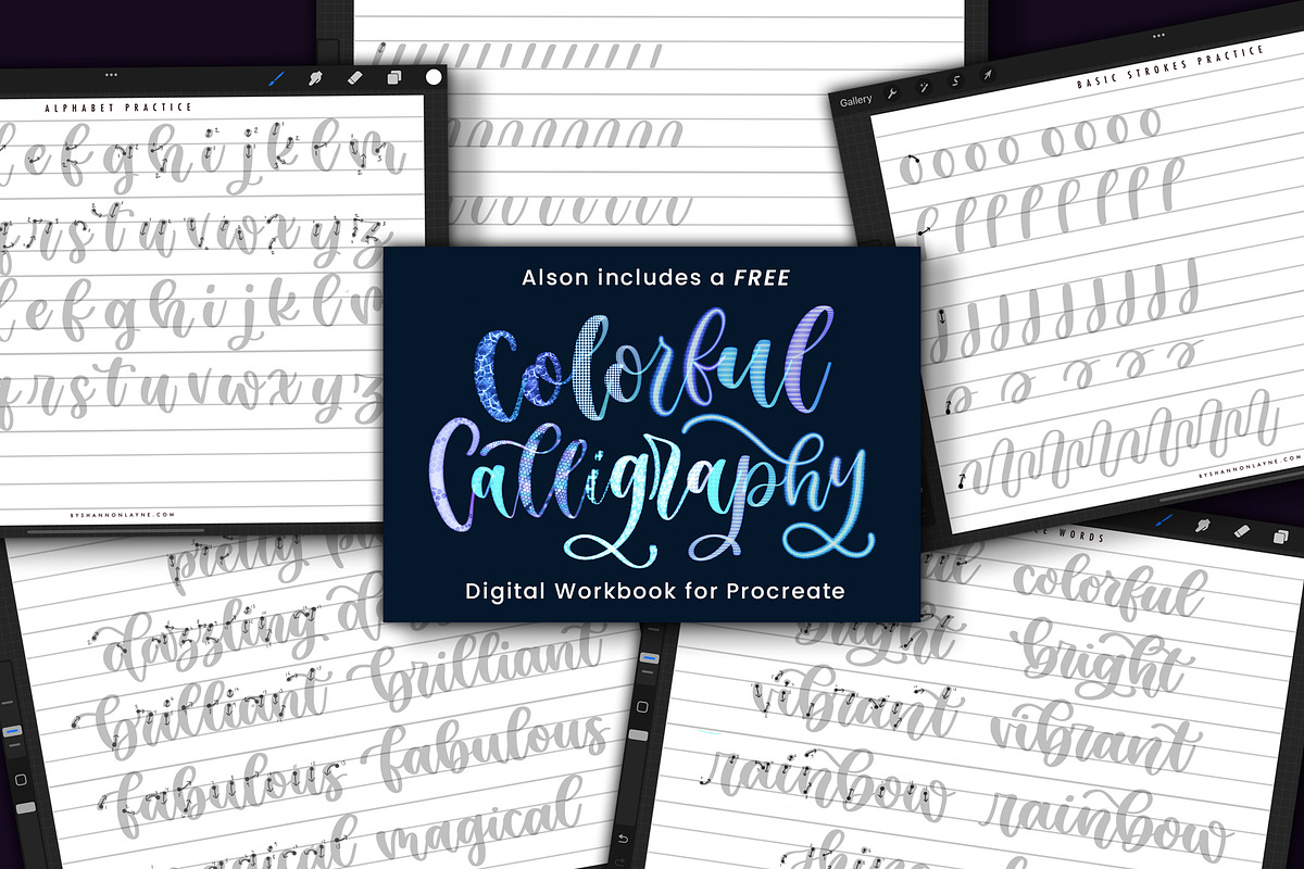 Duo Color Lettering Procreate Brushe, a Brush Add-On by shannonlayne (Photo 4 of 7)