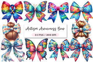 Autism Awareness Bow Clipart, an Illustration by DreamArtGraphic