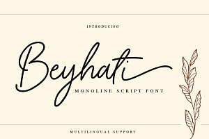 Beyhati - Monoline Script Font, a Script Font by twinstd