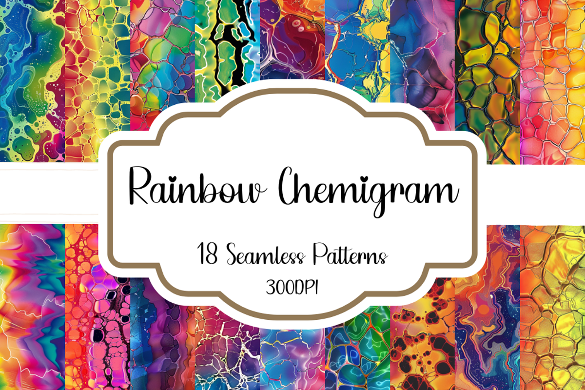 Rainbow Chemigram Seamless Patterns, a Pattern Graphic by PrintablesByFranklyn (Photo 1 of 4)
