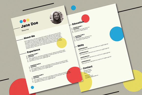Pale Yellow Bauhaus Style Resume